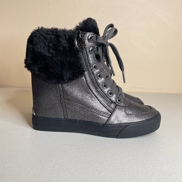 Guess Dustyn Faux Fur Hidden Wedge Sneaker Ankle Boots Size 6.5 - Picture 2 of 16